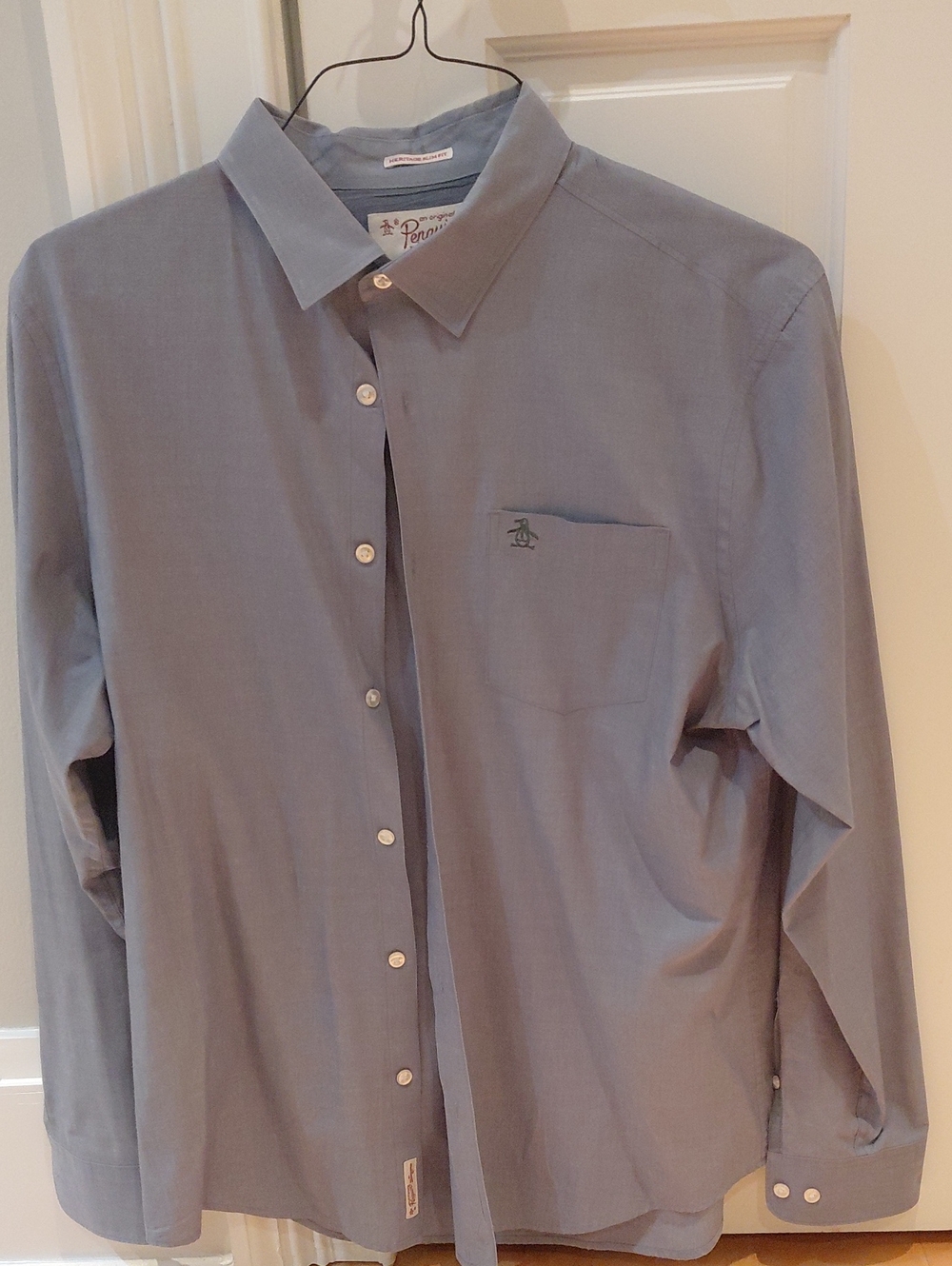 Original Penguin Men's Slate Blue Long-Sleeve Button-Up Shirt